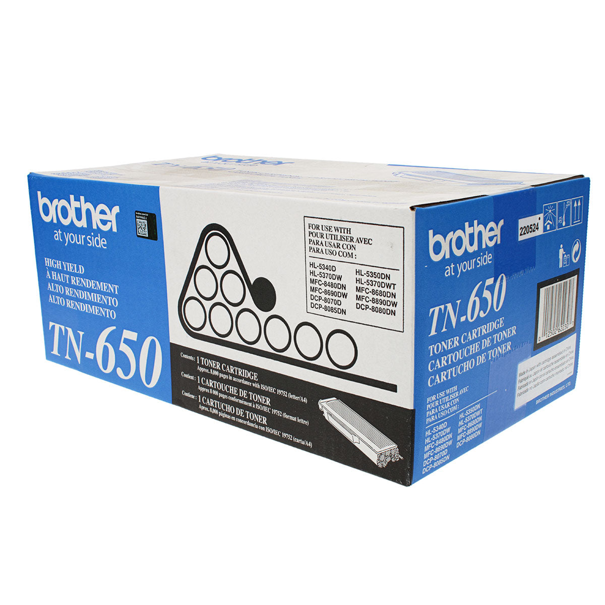 OEM Brother  (TN650) Toner Cartridge, Black, 8K High Yield