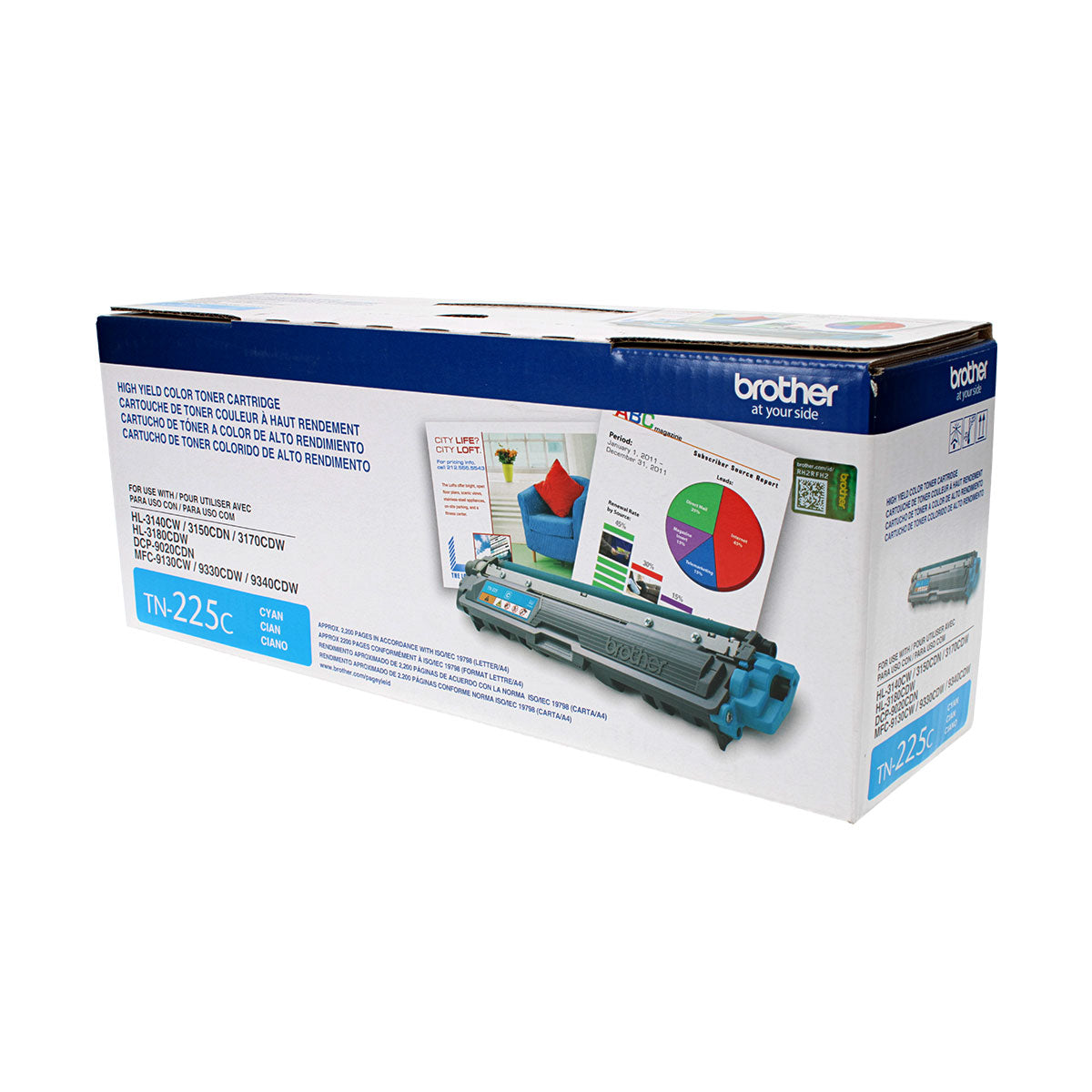 OEM Brother  (TN225C) Toner Cartridge, Cyan, 2.2K High Yield