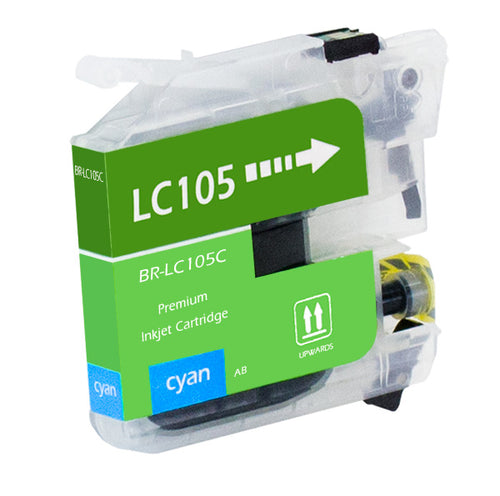 Compatble Brother LC105 (LC105C) InkJet Cartridge, Cyan, 1.2K Super High Yield