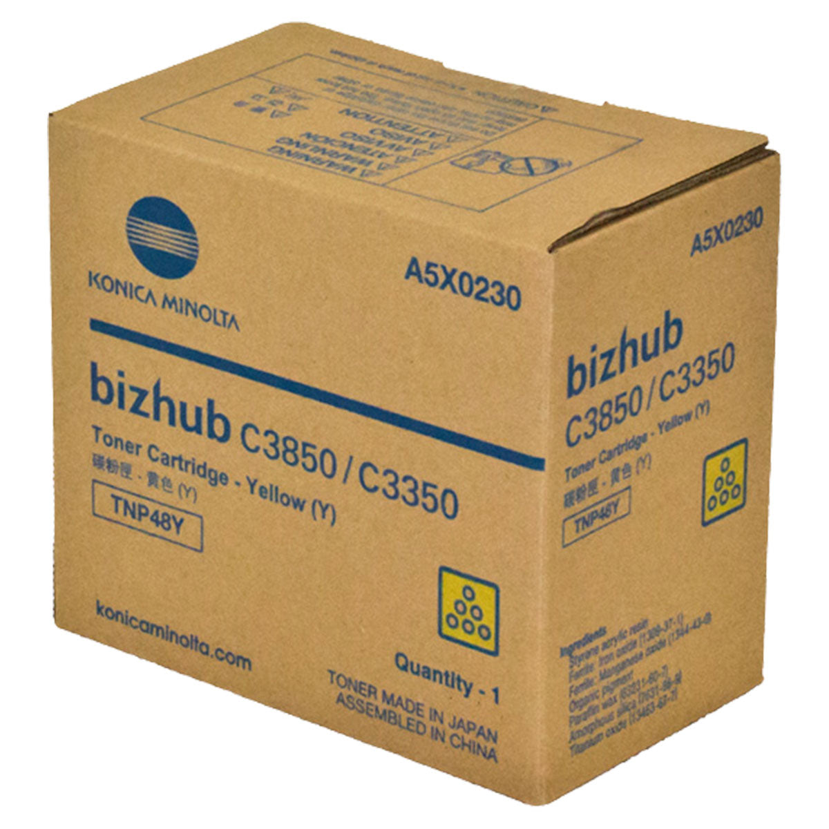 OEM Konica Minolta TNP48Y (A5X0230) Toner Cartridge, Yellow, 10K Yield