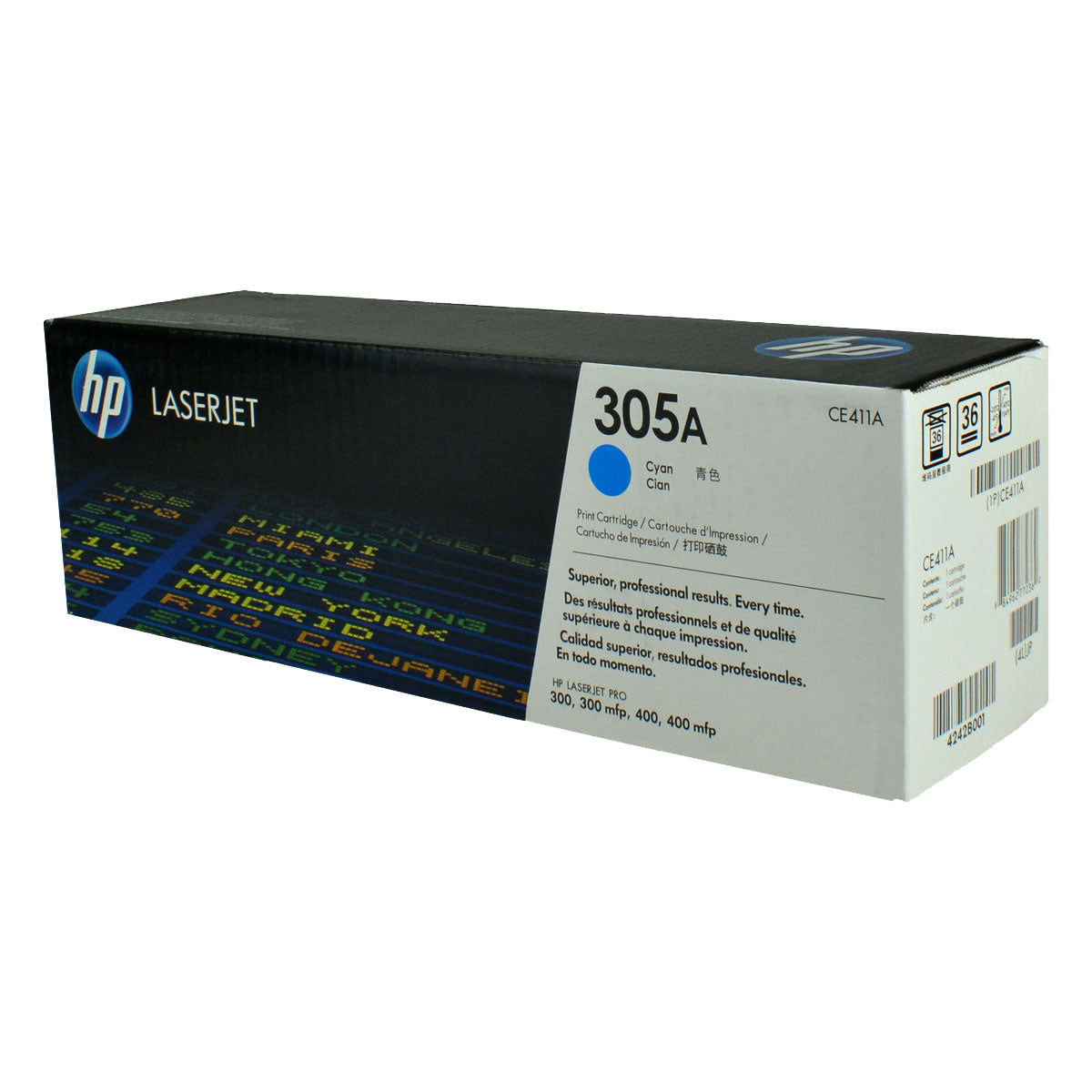 OEM HP 305A (CE411A) Toner Cartridge, Cyan, 2.6K Yield
