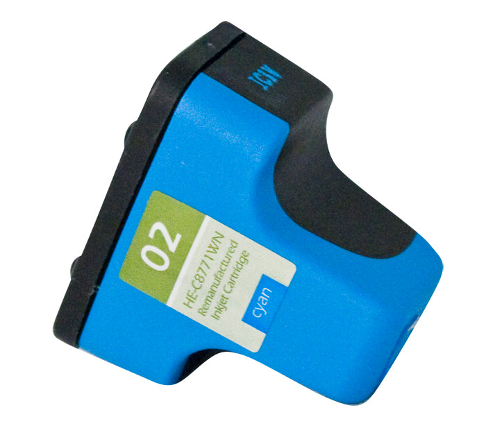 Remanufactured HP 02 (C8771WN) InkJet Cartridge, Cyan, 500 Yield