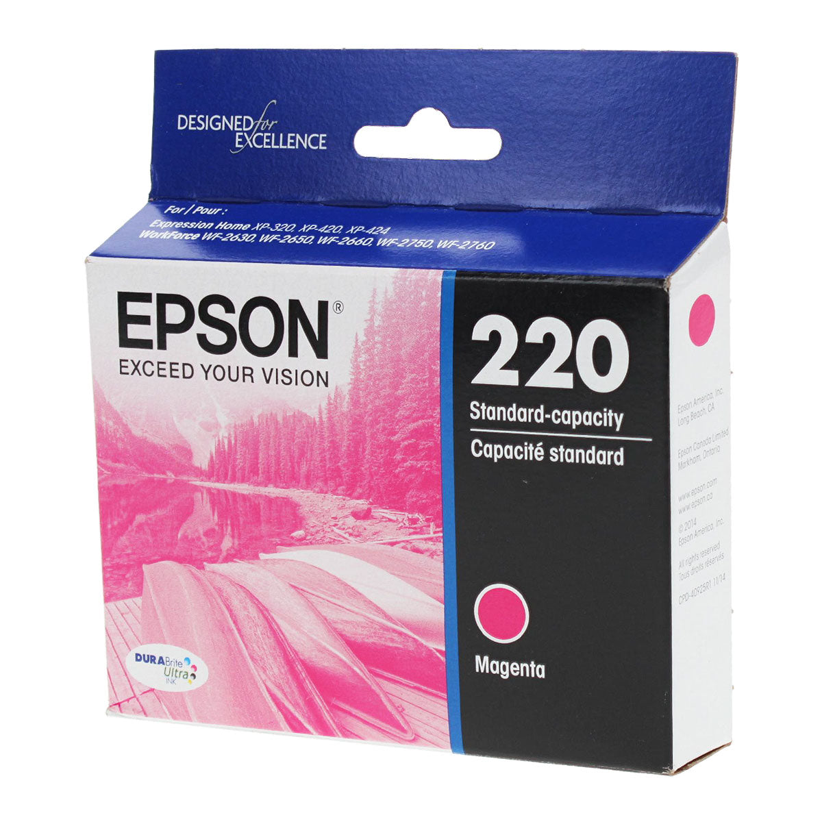 OEM Epson 220 (T220320) Inkjet, Magenta, 165 Yield