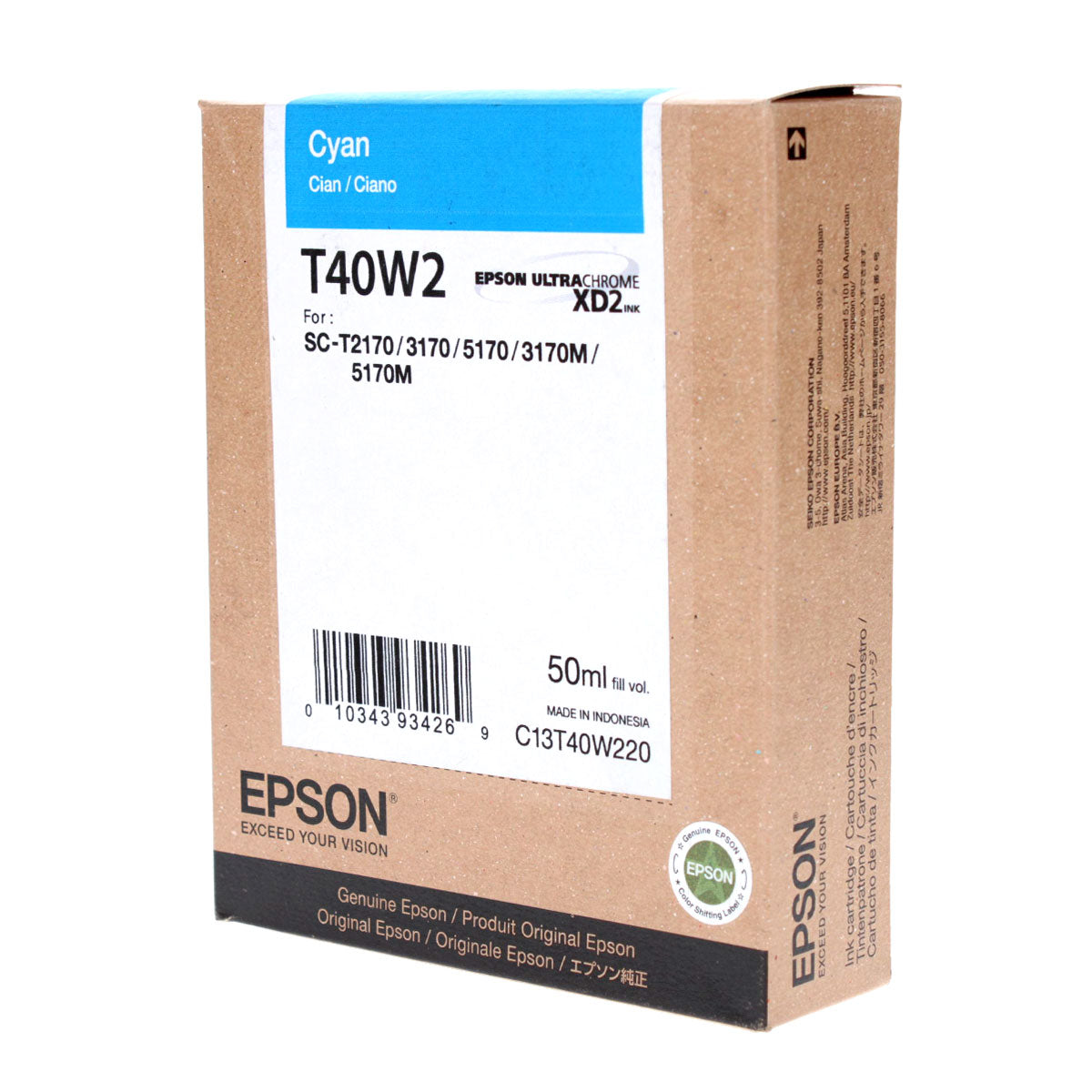 OEM Epson  (T40W220) Ink Cartridge, Cyan, 50 Ml