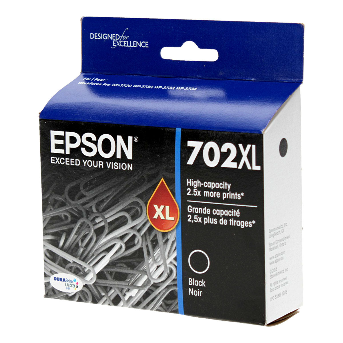 OEM Epson 702XL (T702XL120) Inkjet, Black, 1.1K High Yield