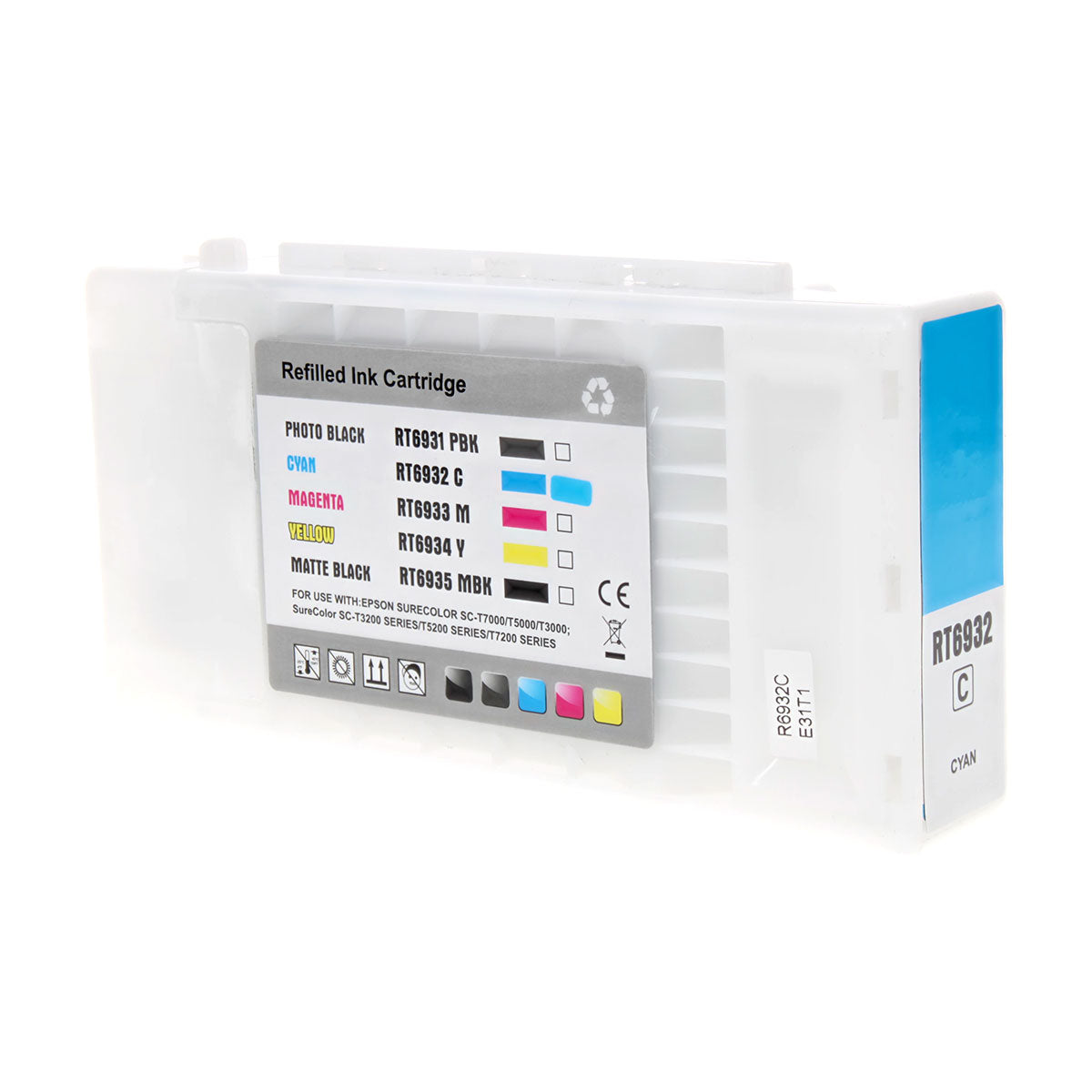 Remanufactured Epson T693200 (693) Wide Format Ink, Cyan, 350ML