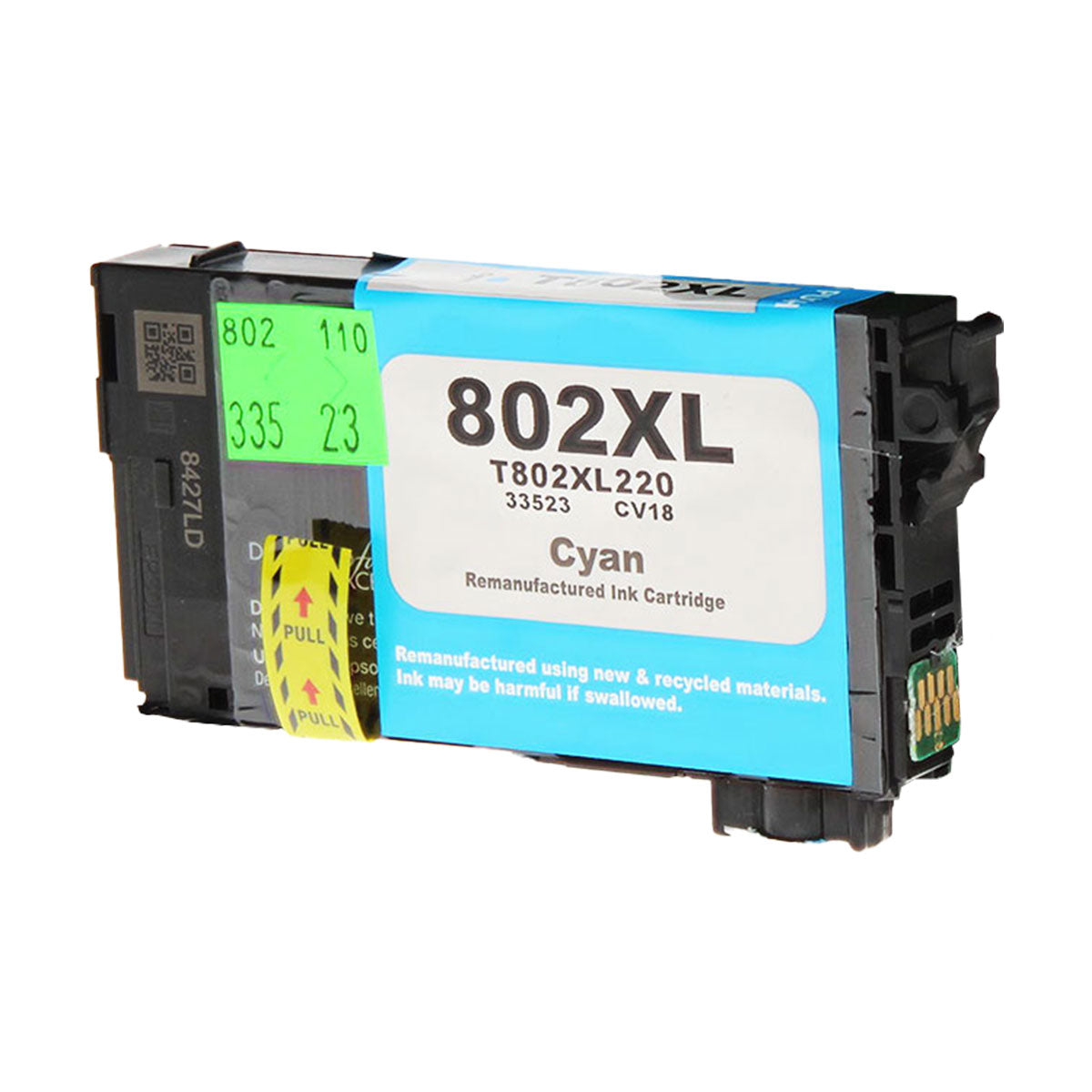 Remanufactured Epson 802XL (T802XL220) InkJet Cartridge, Cyan, 1900 Ultra High Yield