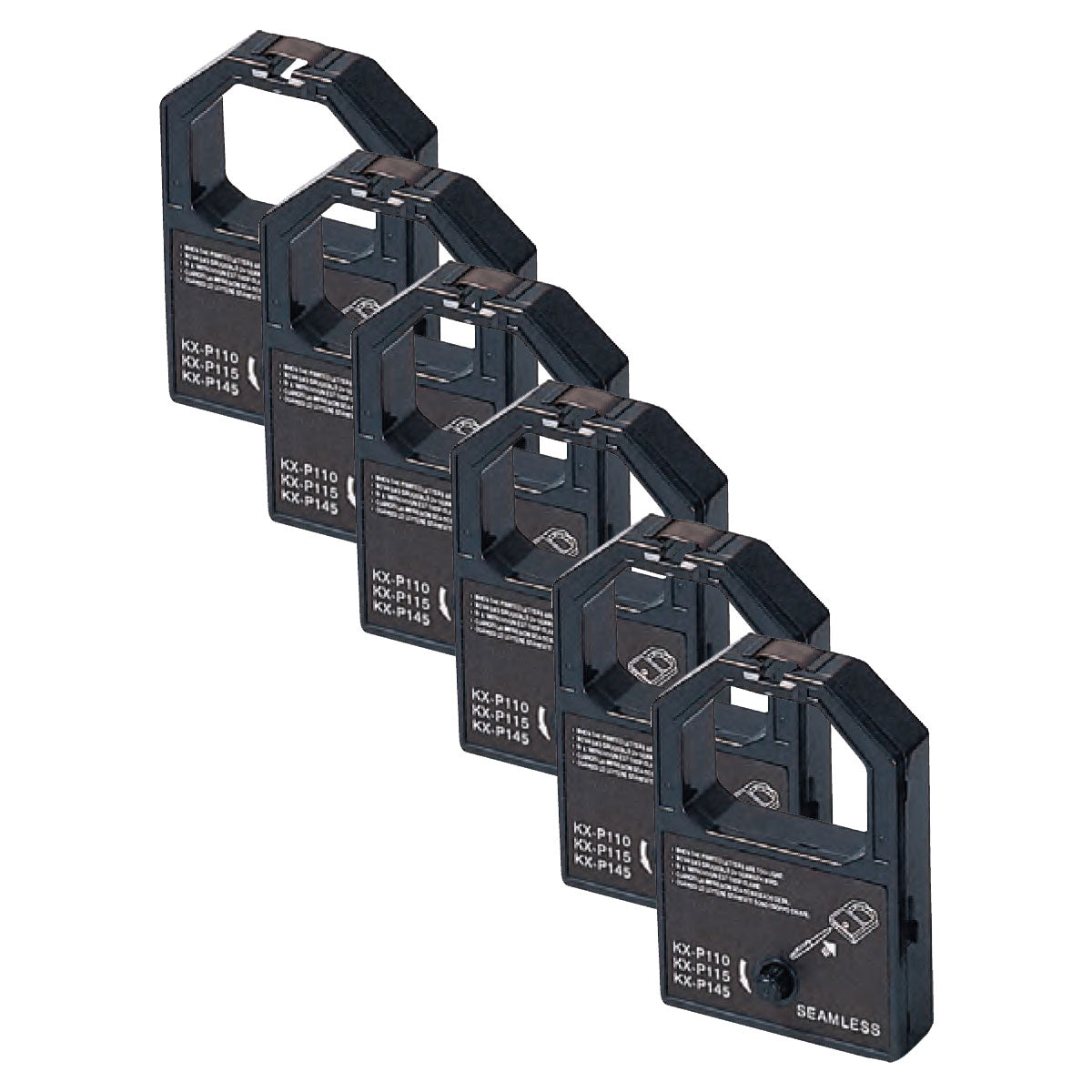 Compatible Panasonic KX-P145B Printer Ribbon, Black, 4.5 Million Characters, 6 Pack Value Pack