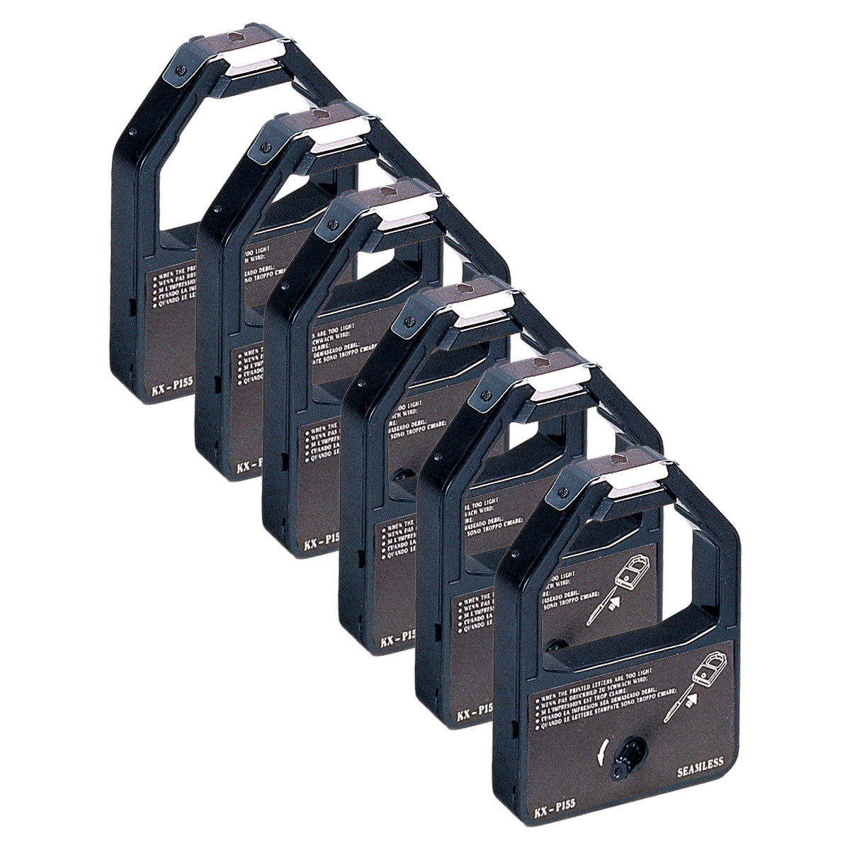 Compatible Panasonic KXP155 Printer Ribbon, Black, 6 Pack Value Pack
