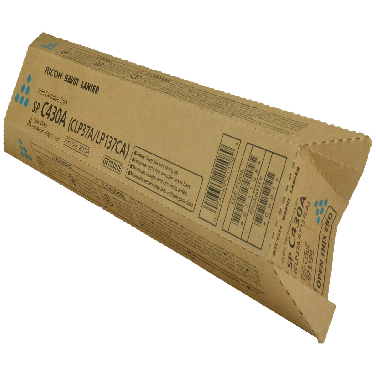 OEM Ricoh  (821108, 821304) Toner Cartridge, Cyan, 21K Yield