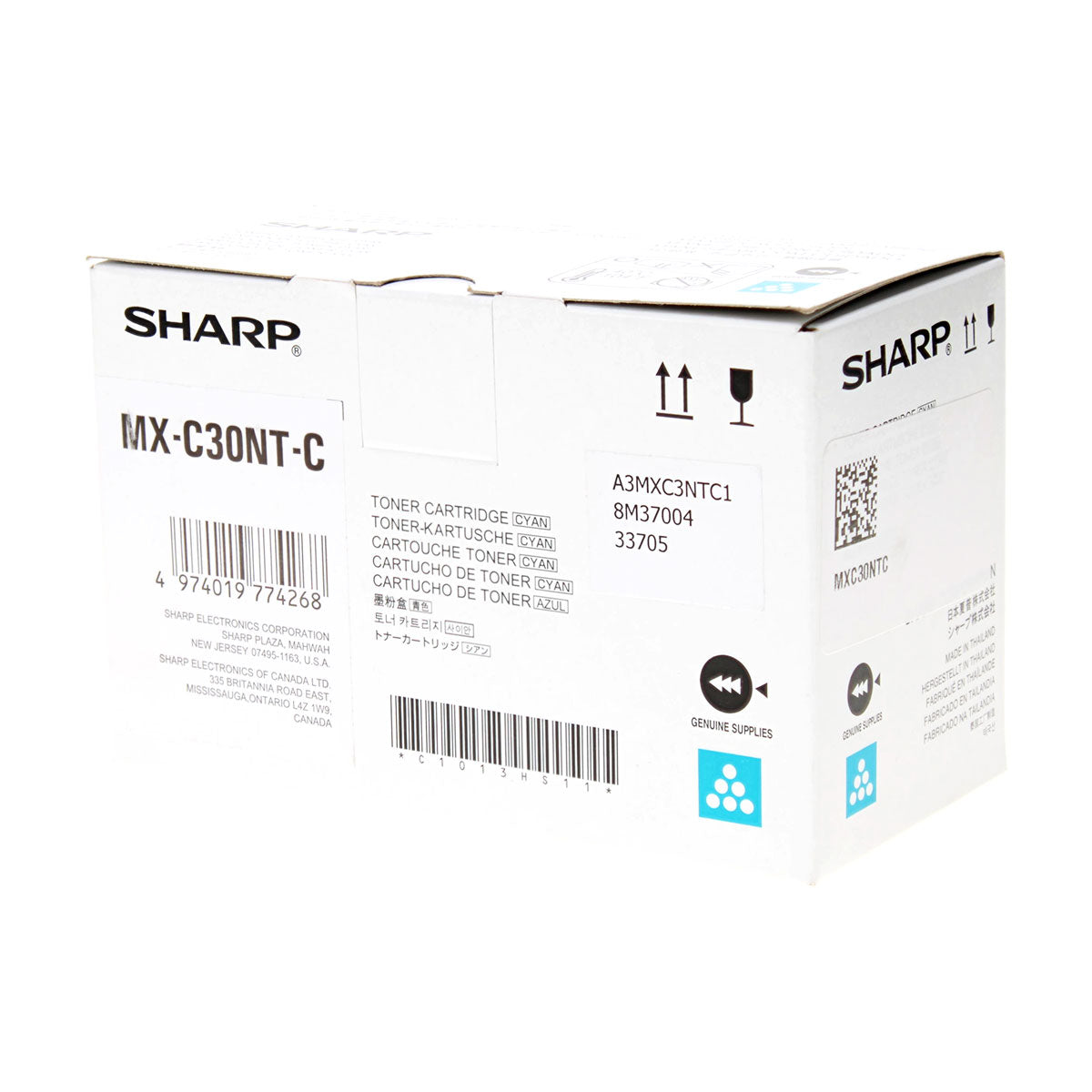 OEM Sharp MX-C30NTC Toner Cartridge, Cyan, 6K Yield