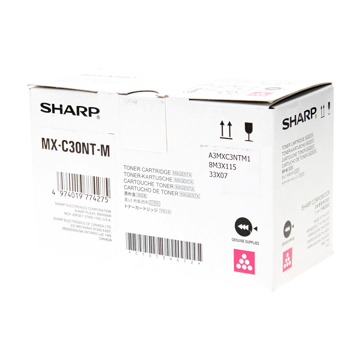 OEM Sharp MX-C30NTM Toner Cartridge, Magenta, 6K Yield