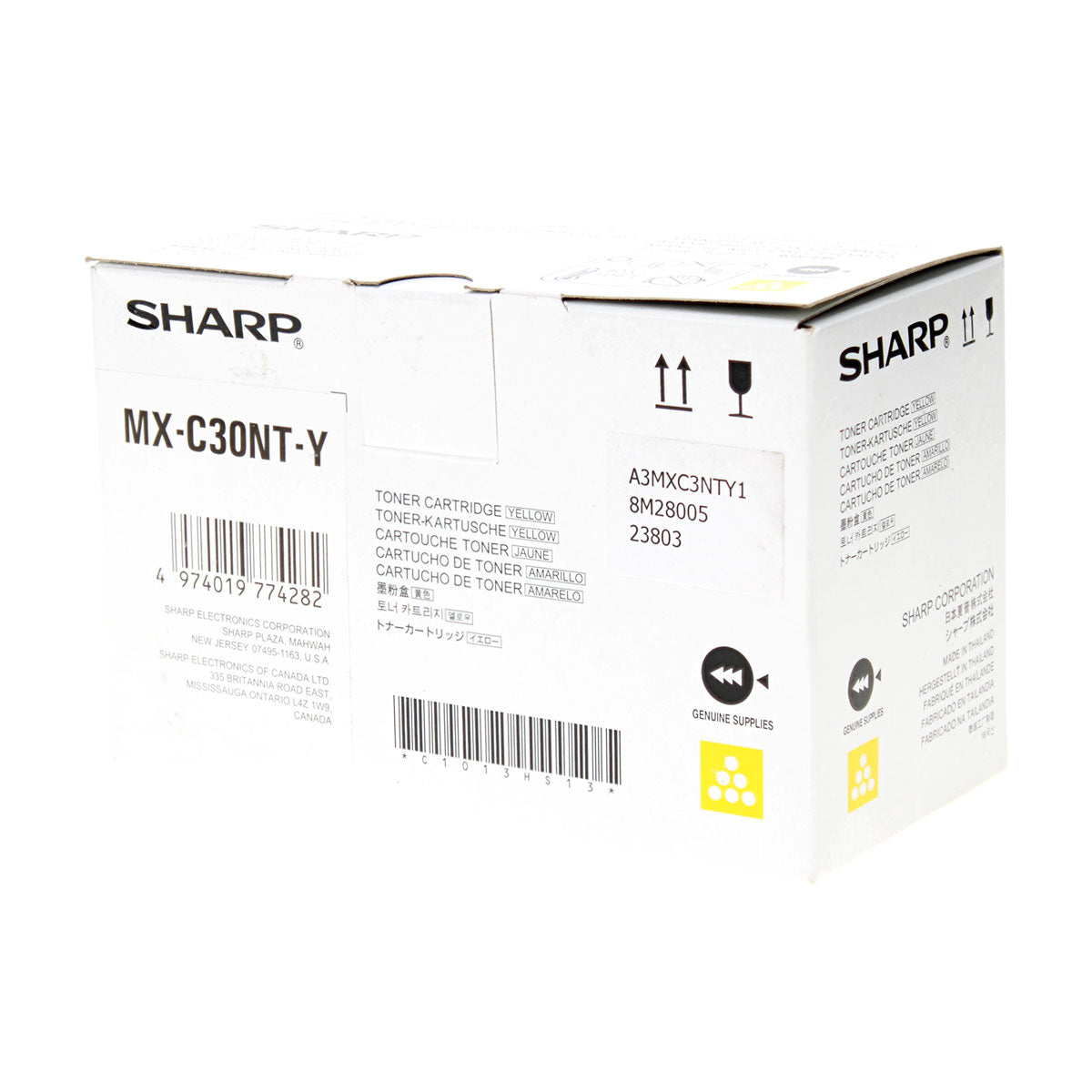 OEM Sharp MX-C30NTY Toner Cartridge, Yellow, 6K Yield