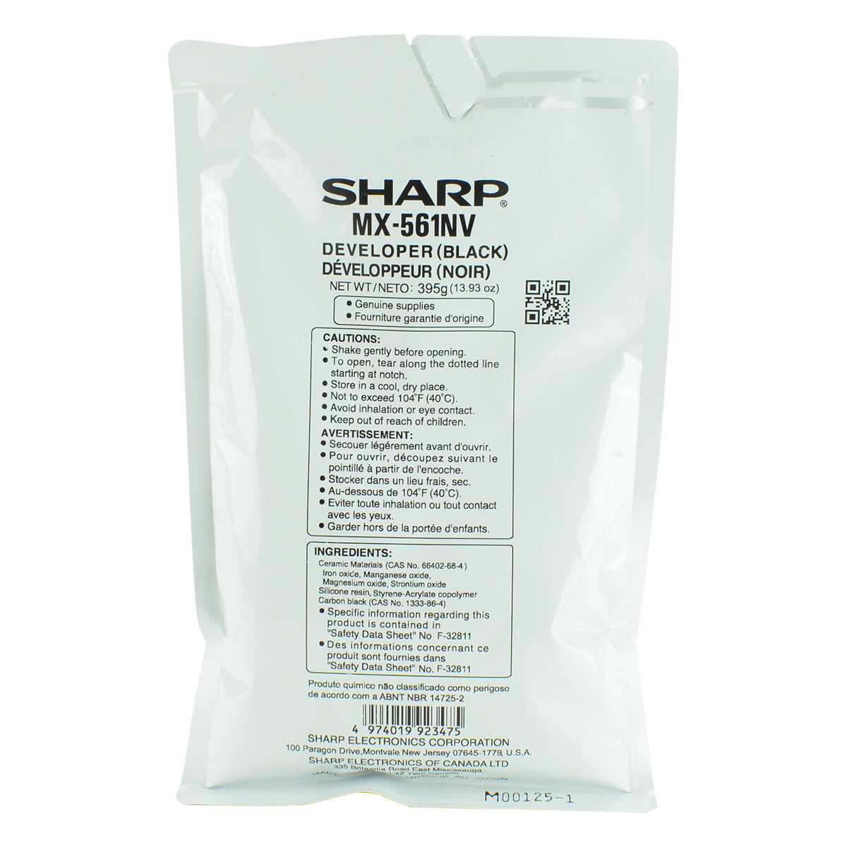 OEM Sharp MX-561NV Developer, Black, 600K Yield