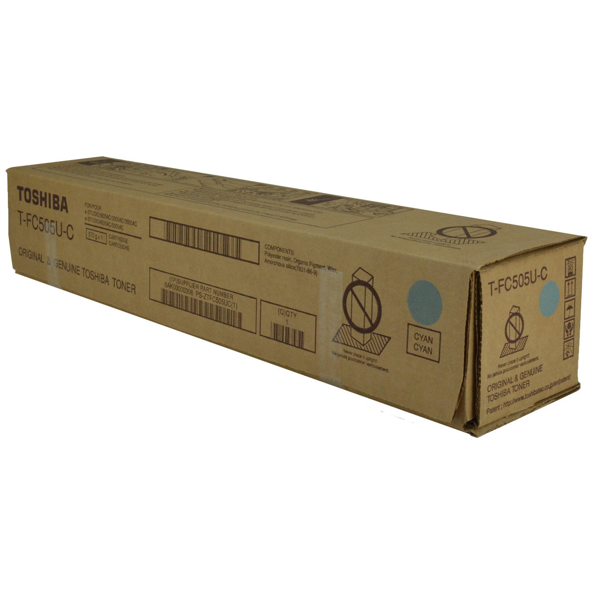 OEM Toshiba T-FC505U-C (TFC505UC) Toner Cartridge, Cyan, 33.6K Yield