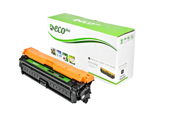 EcoPlus HP 650A (CE270A) Toner Cartridge, Black, 13.5K Yield