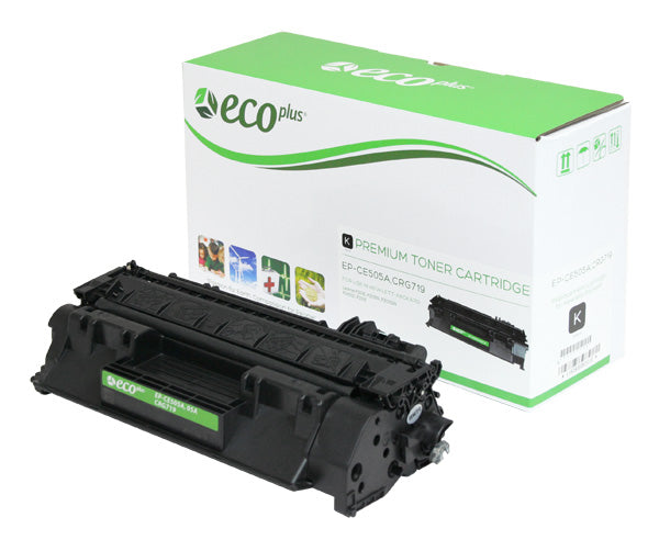 EcoPlus HP 05A (CE505A) Toner Cartridge, Black, 2.3K Yield