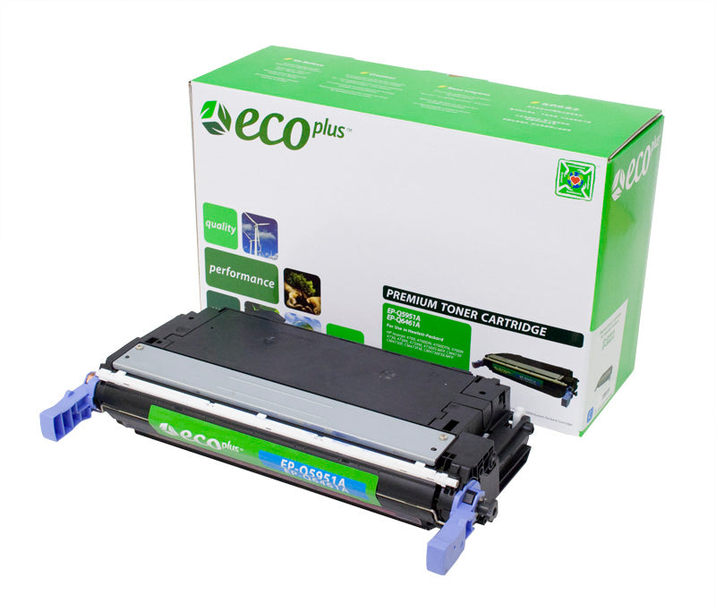 EcoPlus HP 643A (Q5951A) Toner Cartridge, Cyan, 10K Yield, Made in USA