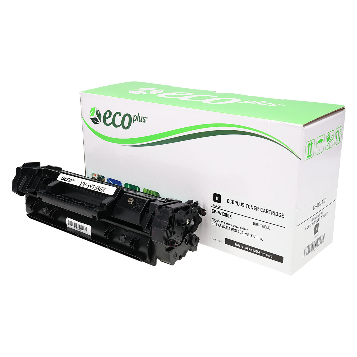 Remanufactured HP 138X (1380X) Toner Cartridge, Black, 4K High Yield, (Used OEM Chip) Made in USA, Will not work with E series