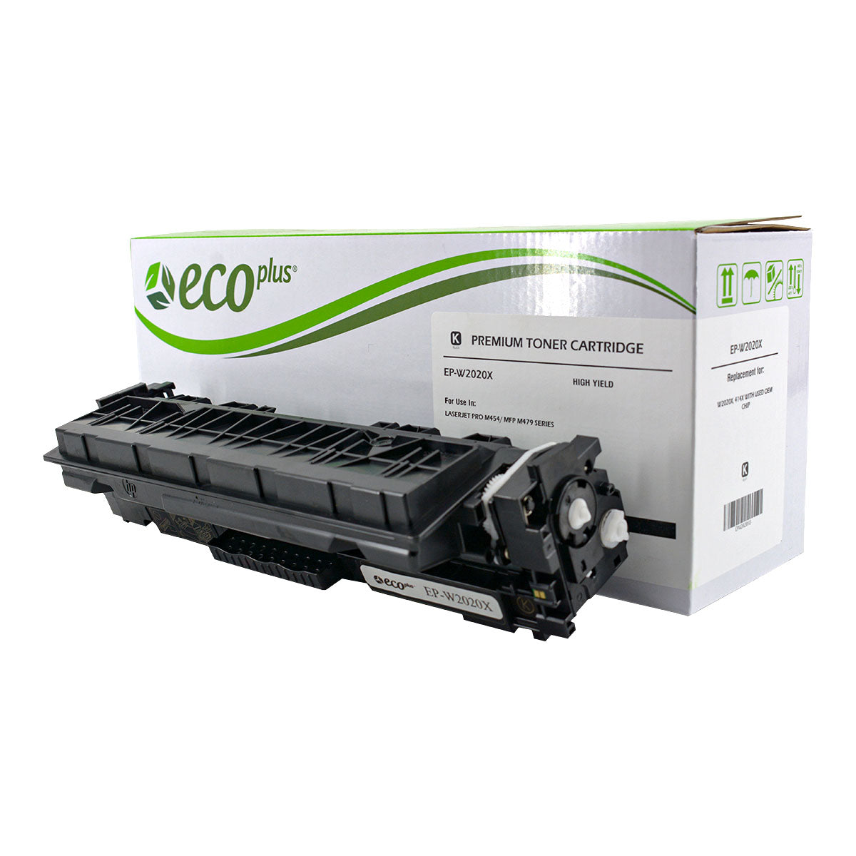 EcoPlus HP 414X (W2020X) Toner Cartridge, Black, 7.5K High Yield, (Used OEM Chip)