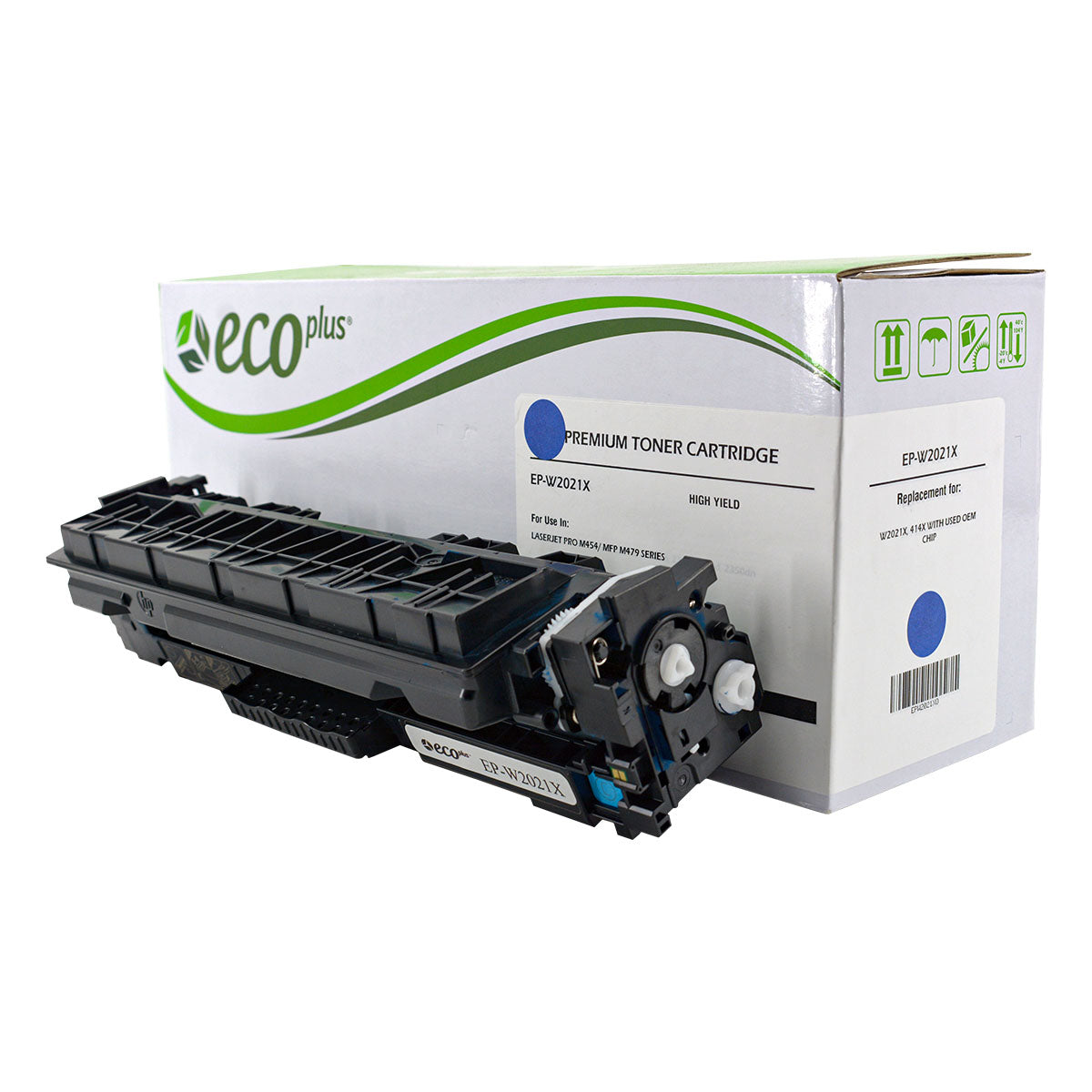 EcoPlus HP 414X (W2021X) Toner Cartridge, Cyan, 6K High Yield, (Used OEM Chip)