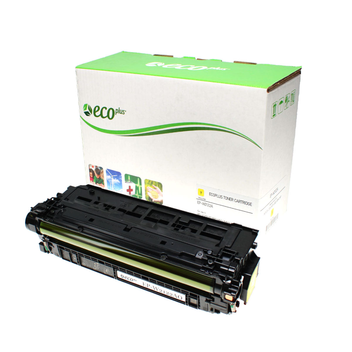 EcoPlus HP 212A (W2122A) Toner Cartridge, Yellow, 4.5K Yield, (Used OEM Chip) Made in USA